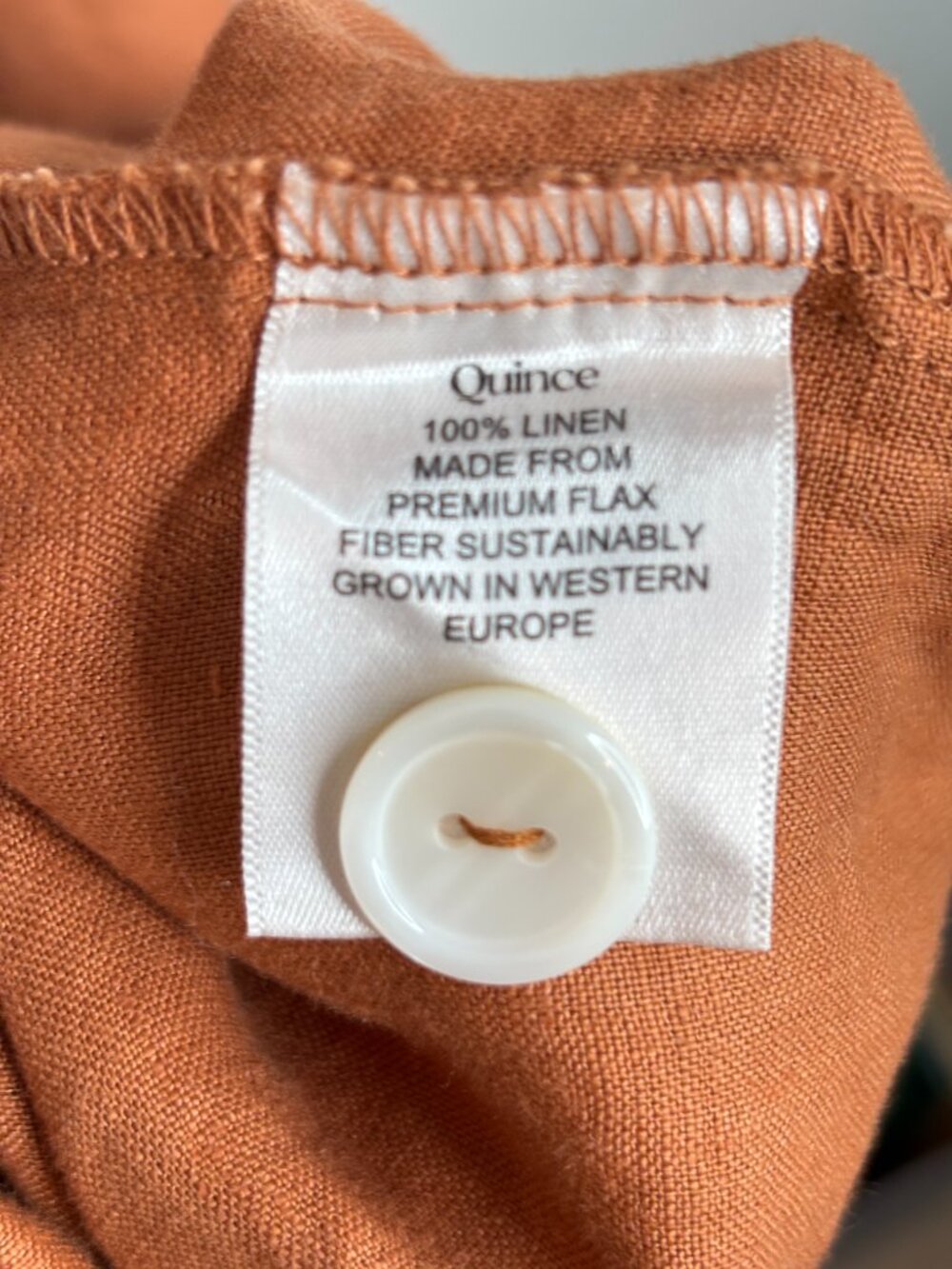 Quince 100% European Linen Button Front Midi Dress L Terracotta Pockets Belt - Picture 7 of 10